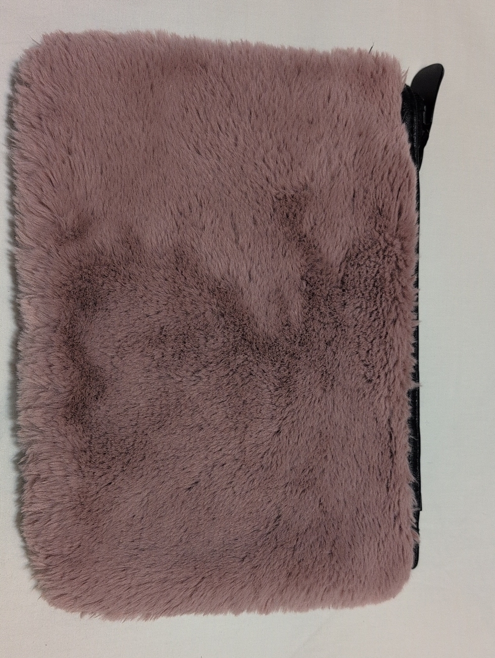 Plush Faux Fur Wristlet Clutch in Mauve Pink